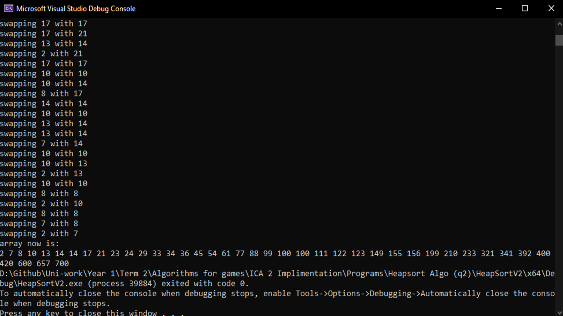 My heapsort implimentation algorithm, check it out here on github